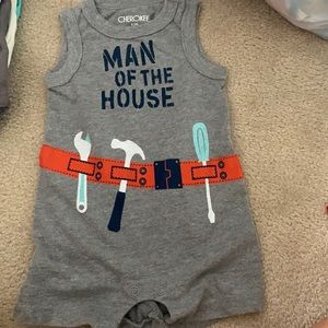 Man of the house button up one piece (0-3 months)